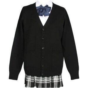 Women's Cotton V-Neck Cardigan Sweater with Pockets Button Down Coat